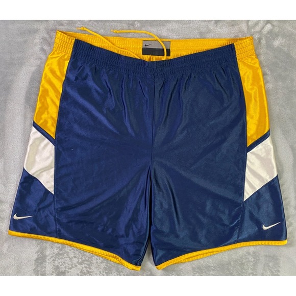 Nike Other - Nike Basketball Shorts Mens XL Navy Yellow Reversible Dazzle Mesh Athletic Retro